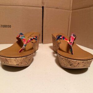 Montego Bay Club Rainbow Ocean Cork Platform Wedges Size 8.5